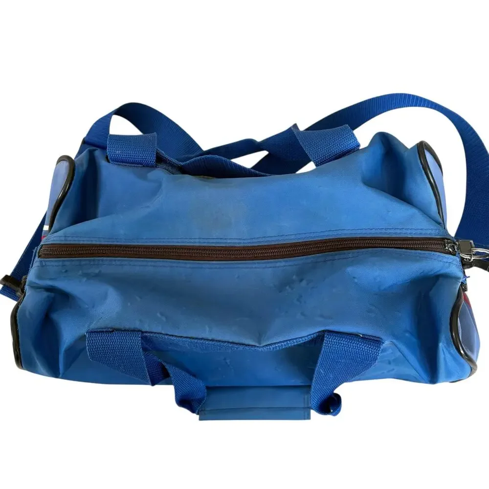 Vintage 90s Fila Duffle Gym Bag Blue Logo Sports Travel Y2K Retro Shoulder Bag